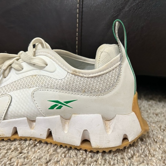 Reebok Zig Dynamica Running Shoe Sneakers Women's Size 7 White Green Chunky Mesh - Picture 8 of 13